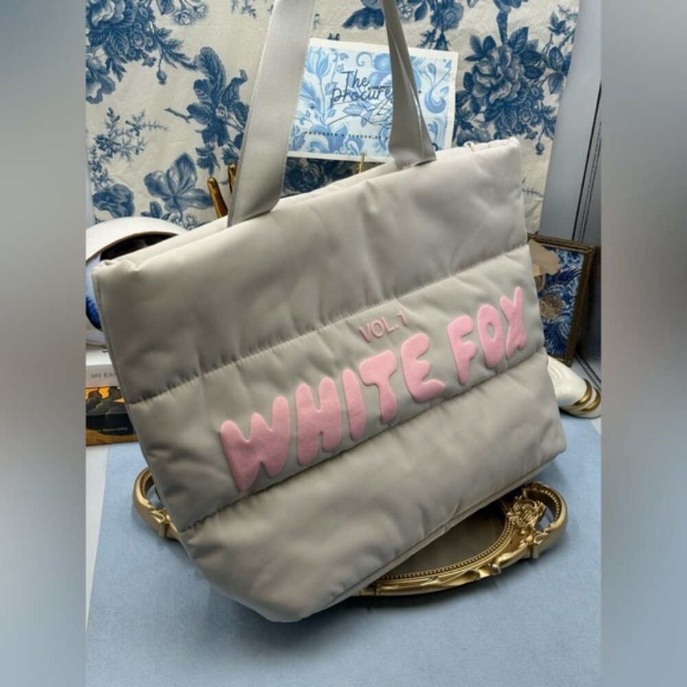 🆕 WHITE FOX BOUTIQUE 🧿 NWOT Vol 1. Tote Bag, Ivory & Pink - Picture 4 of 12